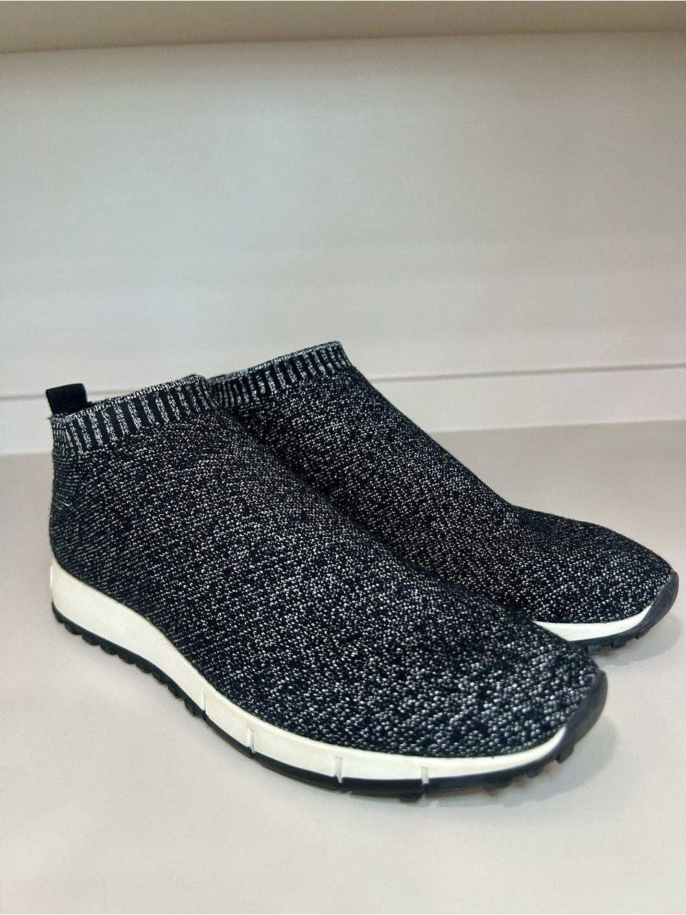 Jimmy Choo Norway Lurex Knit Glitter Sock Sneakers Trainers Size 37 (US 7)